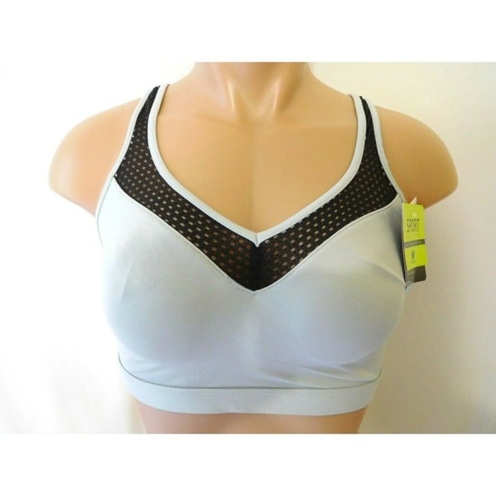 Wacoal Sport Bra 32 C / D New Grey Gray Black Athletic Workout Exercise Yoga